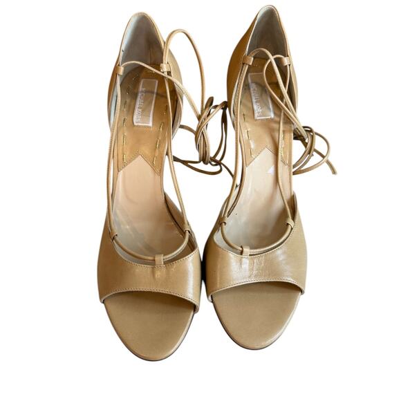 Michael Kors Ankle Tie Leather Open Toe Heels Nude 11 - Picture 5 of 8